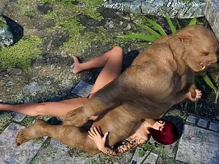 Pig ataki potworów i grubsza pieprzy Busty 3D Hottie! Sex z potworami 3DX